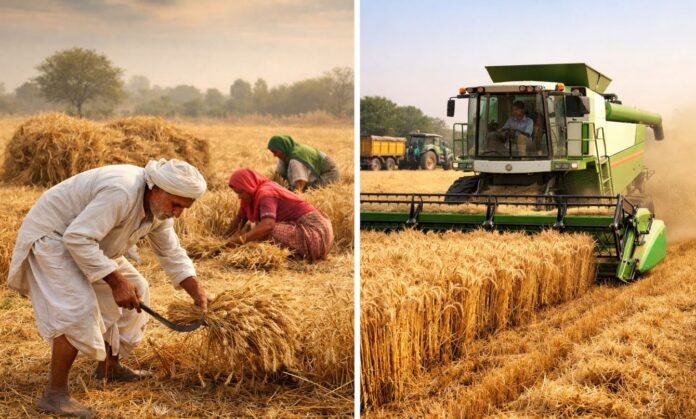 गेंहू कटाई, मँड़ाई